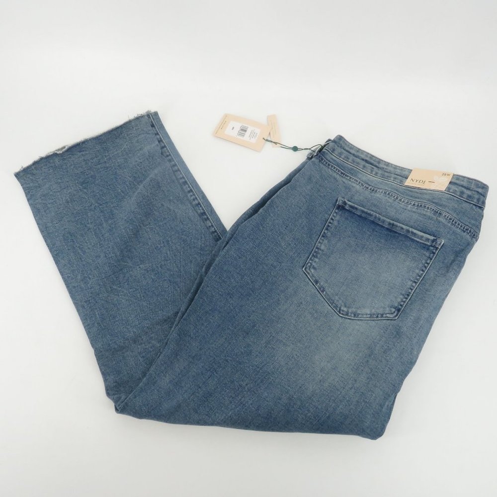NYDJ High Waist Fray Hem Slim Bootcut Ankle Blue Jeans 28W NWT $109